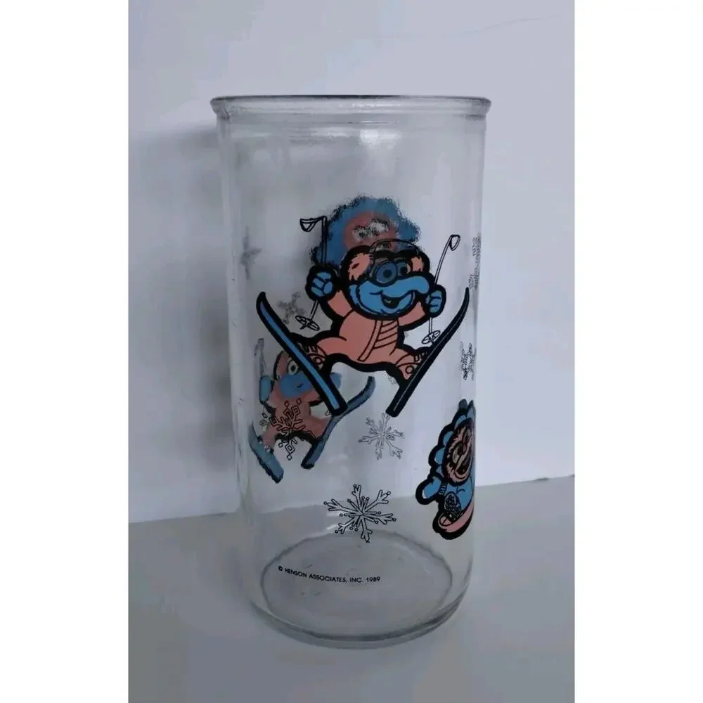 1989 The Muppet Babies Kraft Vintage Jelly Jar Glass - Gonzo and Animal